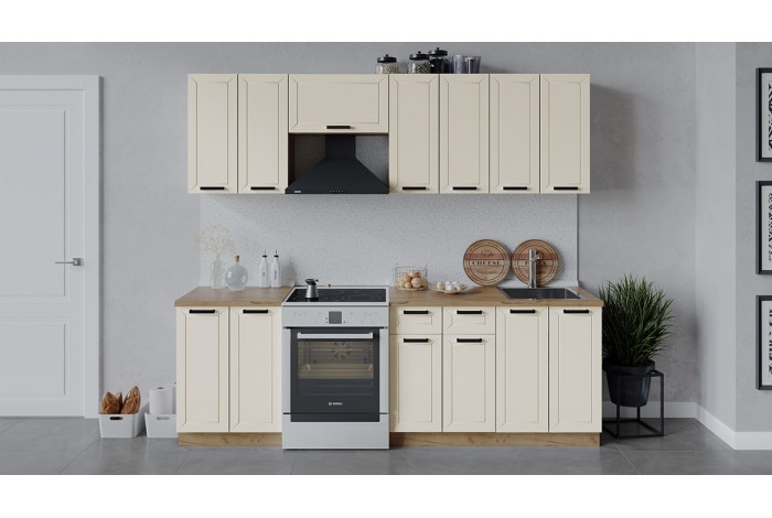 Кухонный гарнитур «Лорас» длиной 240 (180) см Дуб Крафт золотой, Холст брюле