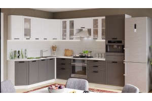 Кухонный гарнитур Лорас №1 Белый, Холст Белый, Холст Вулкан