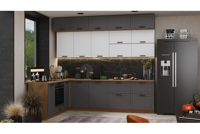 Кухонный гарнитур «Лорас» №2 Дуб Крафт золотой, Холст Белый, Холст Вулкан