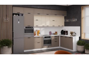 Кухонный гарнитур Лорас №4 Белый, Холст брюле, Холст латте