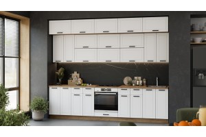 Кухонный гарнитур Лорас №5 300 см Дуб Крафт золотой, Холст Белый