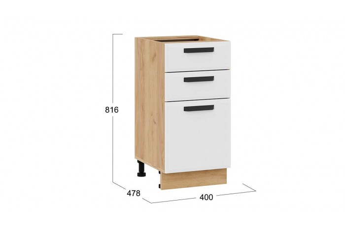 Кухонный гарнитур «Тиана» длиной 220 (160) см Дуб Крафт золотой, Белый супермат