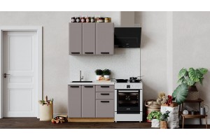 Кухонный гарнитур Тиана длиной 100 см Дуб Крафт золотой, Мокко супермат