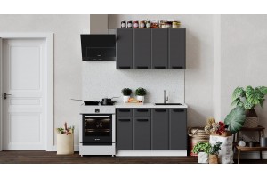 Кухонный гарнитур Тиана длиной 120 см Белый, Асфальт супермат