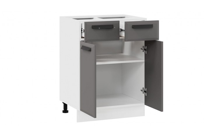 Кухонный гарнитур «Тиана» длиной 120 см Белый, Асфальт супермат