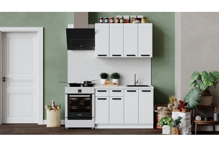 Кухонный гарнитур «Тиана» длиной 120 см Белый, Белый супермат