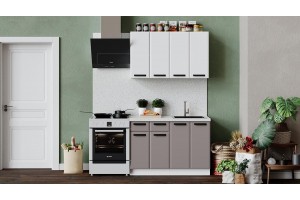 Кухонный гарнитур Тиана длиной 120 см Белый, Белый супермат, Мокко супермат