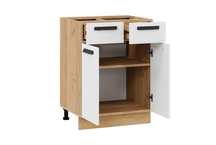 Кухонный гарнитур «Тиана» длиной 220 (160) см Дуб Крафт золотой, Белый супермат