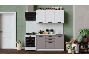 Кухонный гарнитур Тиана длиной 150 см Белый, Белый супермат, Мокко супермат