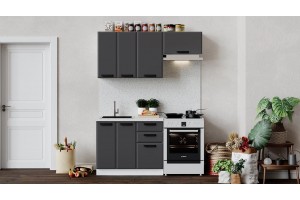 Кухонный гарнитур Тиана длиной 160 (100) см Белый, Асфальт супермат