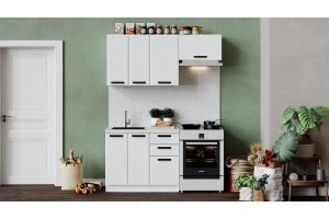 Кухонный гарнитур Тиана длиной 160 (100) см Белый, Белый супермат