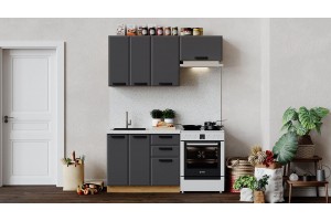 Кухонный гарнитур Тиана длиной 160 (100) см Дуб Крафт золотой, Асфальт супермат