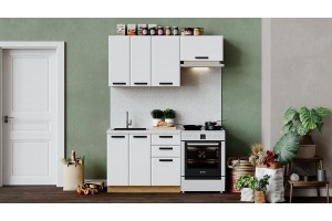 Кухонный гарнитур Тиана длиной 160 (100) см Дуб Крафт золотой, Белый супермат