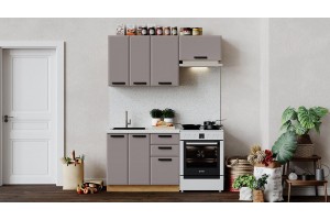 Кухонный гарнитур Тиана длиной 160 (100) см Дуб Крафт золотой, Мокко супермат