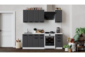 Кухонный гарнитур Тиана длиной 160 см Белый, Асфальт супермат