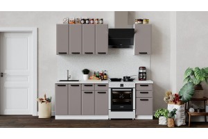 Кухонный гарнитур Тиана длиной 160 см Белый, Мокко супермат