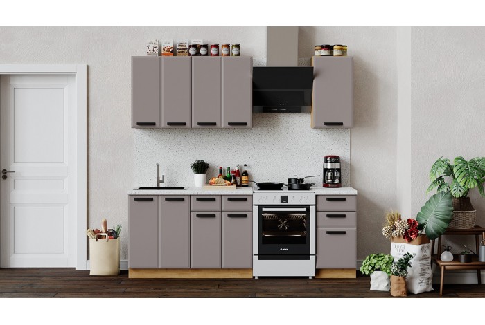 Кухонный гарнитур «Тиана» длиной 160 см Дуб Крафт золотой, Мокко супермат