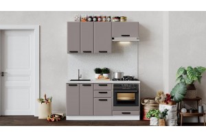 Кухонный гарнитур Тиана длиной 160 см со шкафом НБ Белый, Мокко супермат