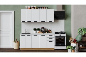 Кухонный гарнитур Тиана длиной 180 см Дуб Крафт золотой, Белый супермат