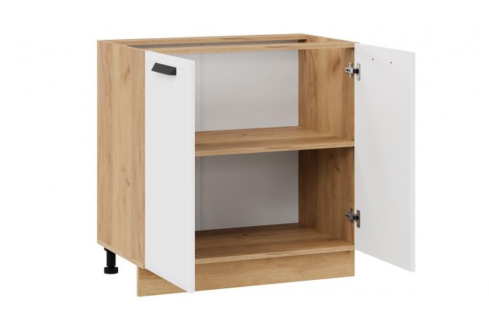 Кухонный гарнитур «Тиана» длиной 200 см со шкафом НБ Дуб Крафт золотой, Белый супермат