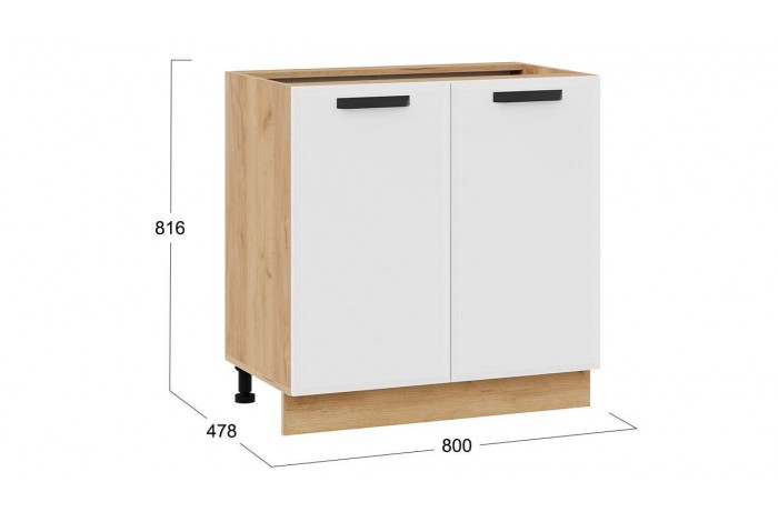 Кухонный гарнитур «Тиана» длиной 200 см со шкафом НБ Дуб Крафт золотой, Белый супермат