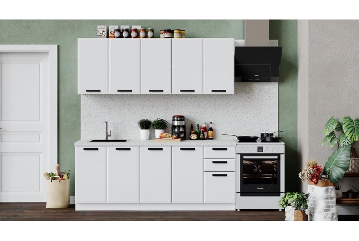 Кухонный гарнитур «Тиана» длиной 200 см Белый, Белый супермат