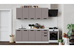 Кухонный гарнитур Тиана длиной 200 см Белый, Мокко супермат