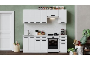 Кухонный гарнитур Тиана длиной 220 (160) см Белый, Белый супермат