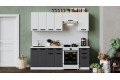 Кухонный гарнитур «Тиана» длиной 220 (160) см Белый, Белый супермат, Асфальт супермат