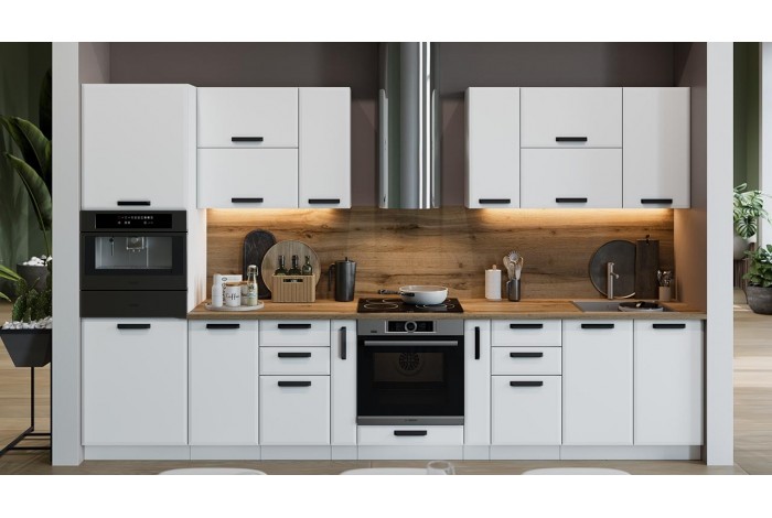 Кухонный гарнитур «Тиана» №1 350 см Белый, Белый супермат