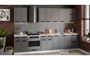 Кухонный гарнитур Тиана №3 320 см Белый, Асфальт супермат