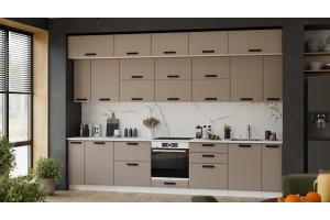 Кухонный гарнитур Тиана №5 340 см Белый, Мокко супермат