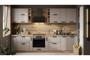 Кухонный гарнитур Тиана №6 320 см Дуб Крафт золотой, Мокко супермат