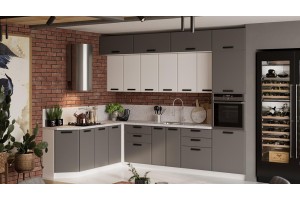 Кухонный гарнитур Тиана №7 Белый, Белый супермат, Асфальт супермат