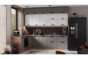 Кухонный гарнитур Тиана №8 Дуб Крафт золотой, Белый супермат, Асфальт супермат