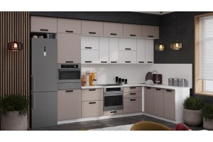 Кухонный гарнитур Тиана №9 Белый, Белый супермат, Мокко супермат