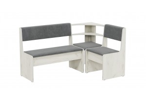 Скамья угловая Ларго Дуб Крафт белый, Велюр Серый