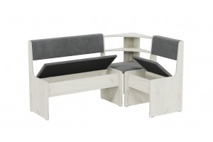 Скамья угловая Ларго Дуб Крафт белый, Велюр Серый