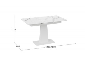 Стол обеденный Бридж Белый муар, Стекло глянцевое белый мрамор