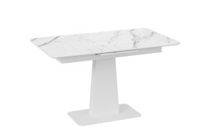 Стол обеденный Бридж Белый муар, Стекло глянцевое белый мрамор