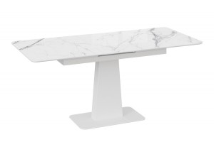 Стол обеденный Бридж Белый муар, Стекло глянцевое белый мрамор