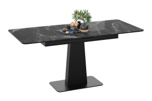 Стол обеденный Бридж Черный муар, Стекло глянцевое черный мрамор