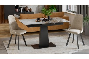 Стол обеденный Бридж Черный муар, Стекло глянцевое оникс