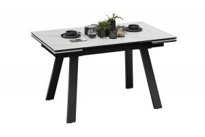 Стол обеденный Дэкстон Тип 1 Черный муар, Керамика матовая белый мрамор