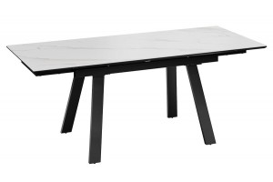 Стол обеденный Дэкстон Тип 1 Черный муар, Керамика матовая белый мрамор