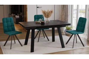 Стол обеденный Дэкстон Тип 1 Черный муар, Керамика матовая черный мрамор