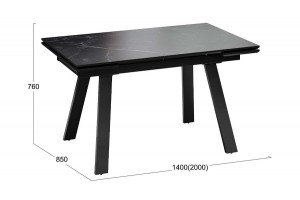 Стол обеденный Дэкстон Тип 1 Черный муар, Керамика матовая черный мрамор