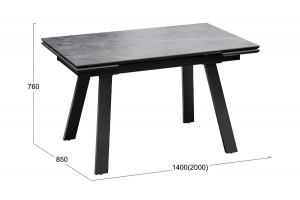 Стол обеденный Дэкстон Тип 1 Черный муар, Керамика матовая серый мрамор