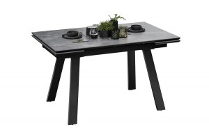 Стол обеденный Дэкстон Тип 1 Черный муар, Керамика матовая серый мрамор