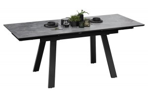 Стол обеденный Дэкстон Тип 1 Черный муар, Керамика матовая серый мрамор